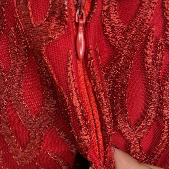 Ana Maria Mariano Red Evening Gown Est. Size 2‎ Bodycon Statement Va Va Voom - Picture 9 of 14
